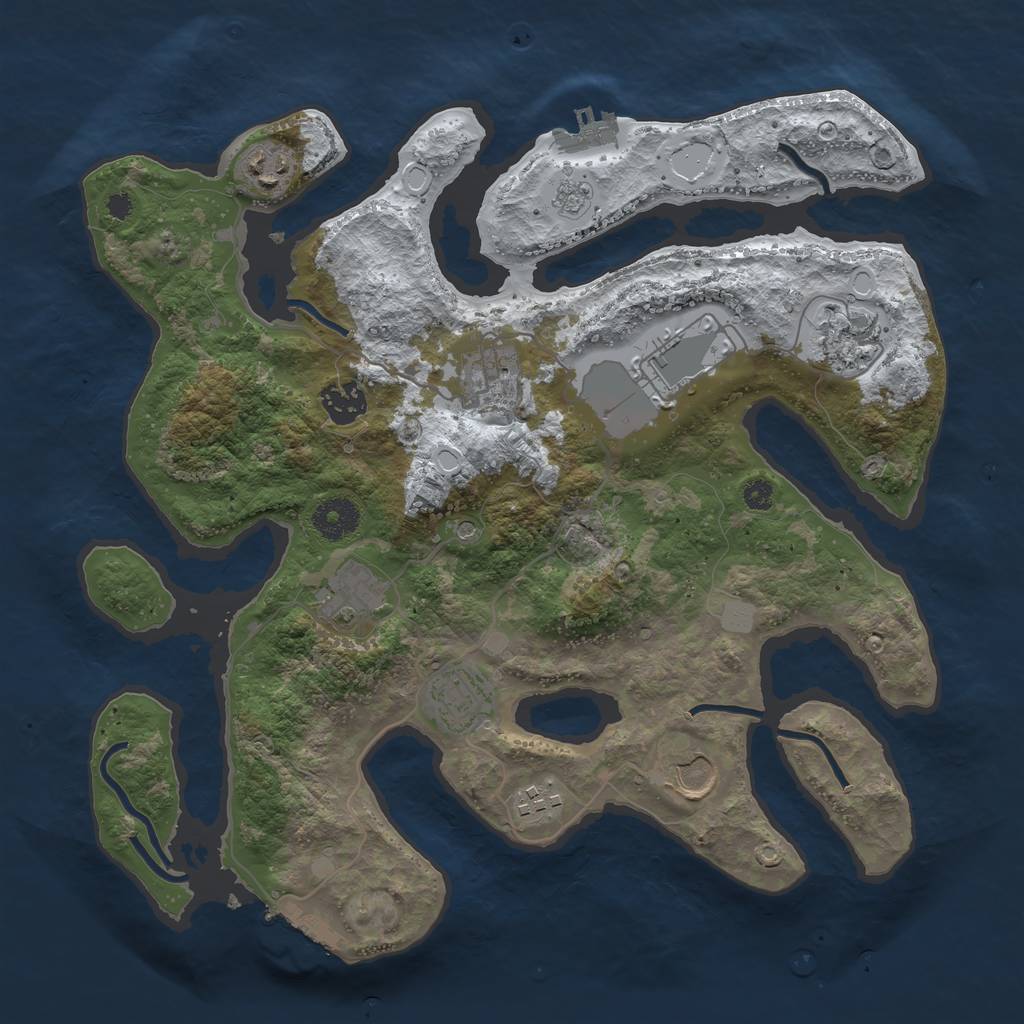 Rust Map: Procedural Map, Size: 3500, Seed: 2399597, 18 Monuments