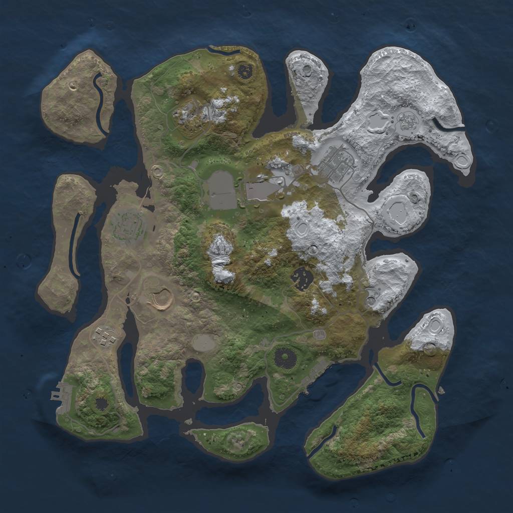 Rust Map: Procedural Map, Size: 3500, Seed: 3878985, 16 Monuments