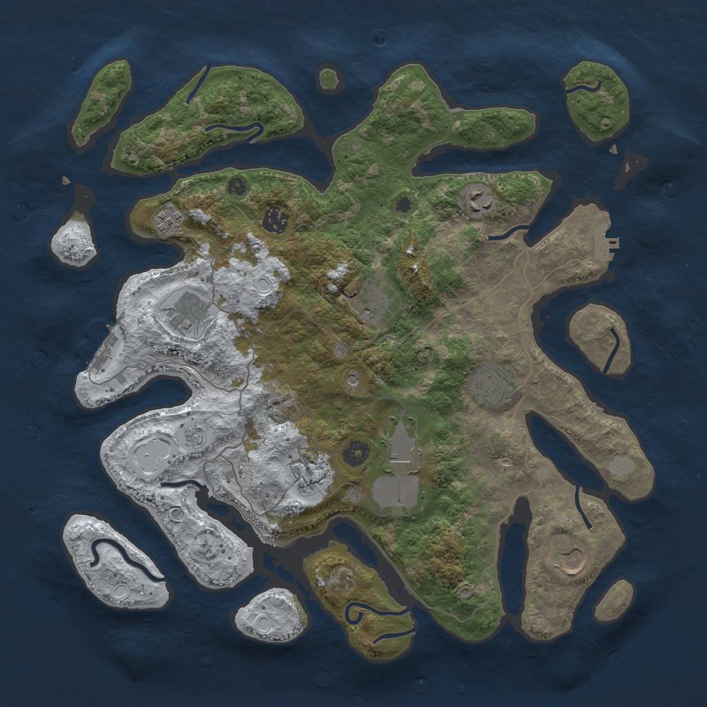Rust Map: Procedural Map, Size: 4000, Seed: 377728, 18 Monuments