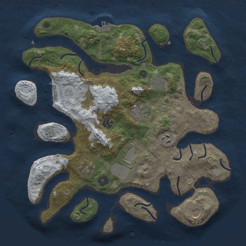 Rust Map: Procedural Map, Size: 3500, Seed: 5434025, 17 Monuments