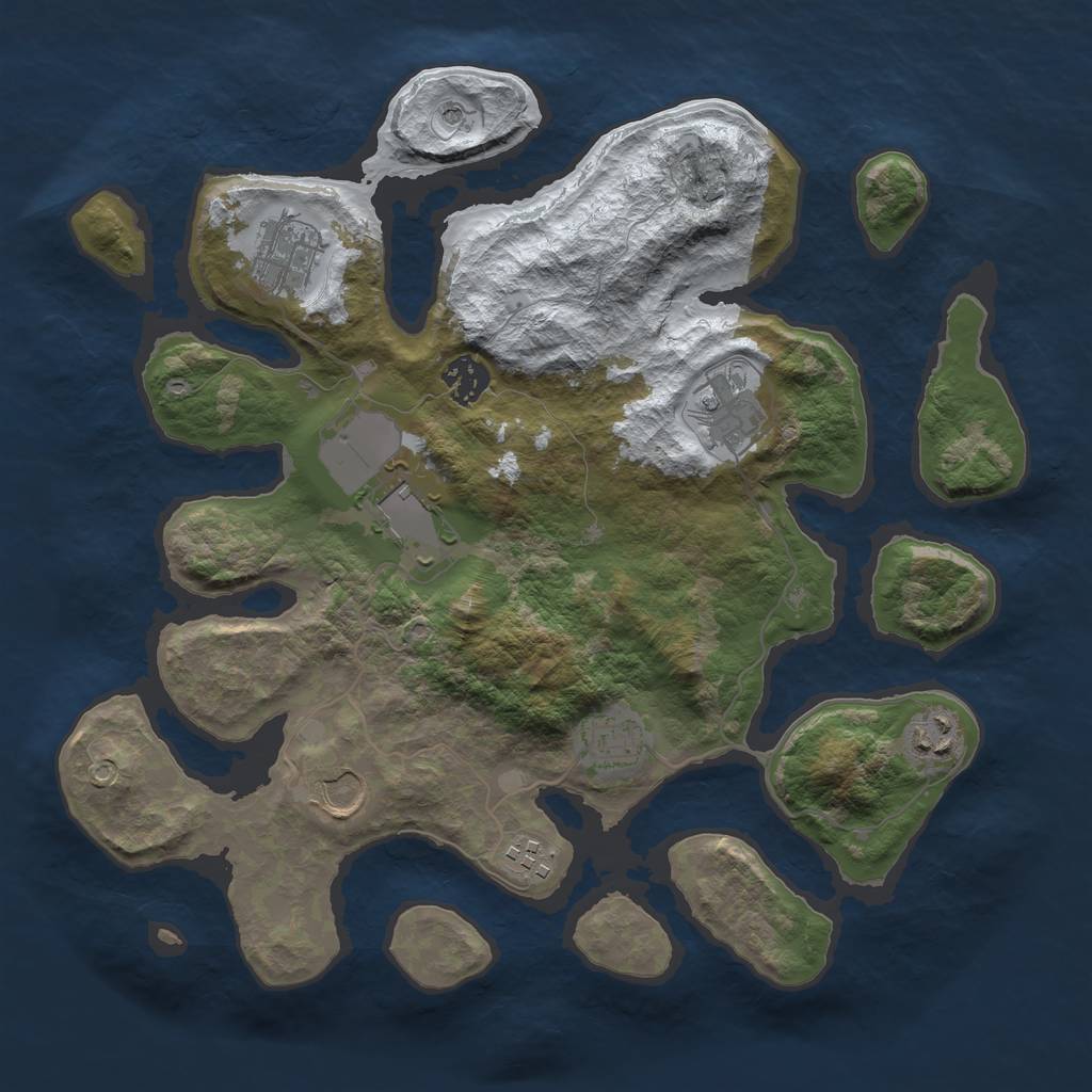Rust Map: Barren, Size: 3500, Seed: 5080400, 11 Monuments