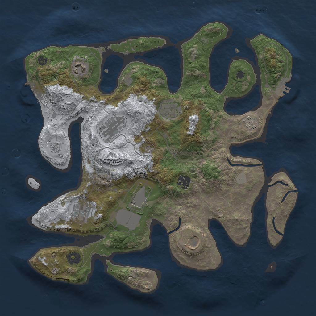 Rust Map: Procedural Map, Size: 3500, Seed: 2072251025, 17 Monuments