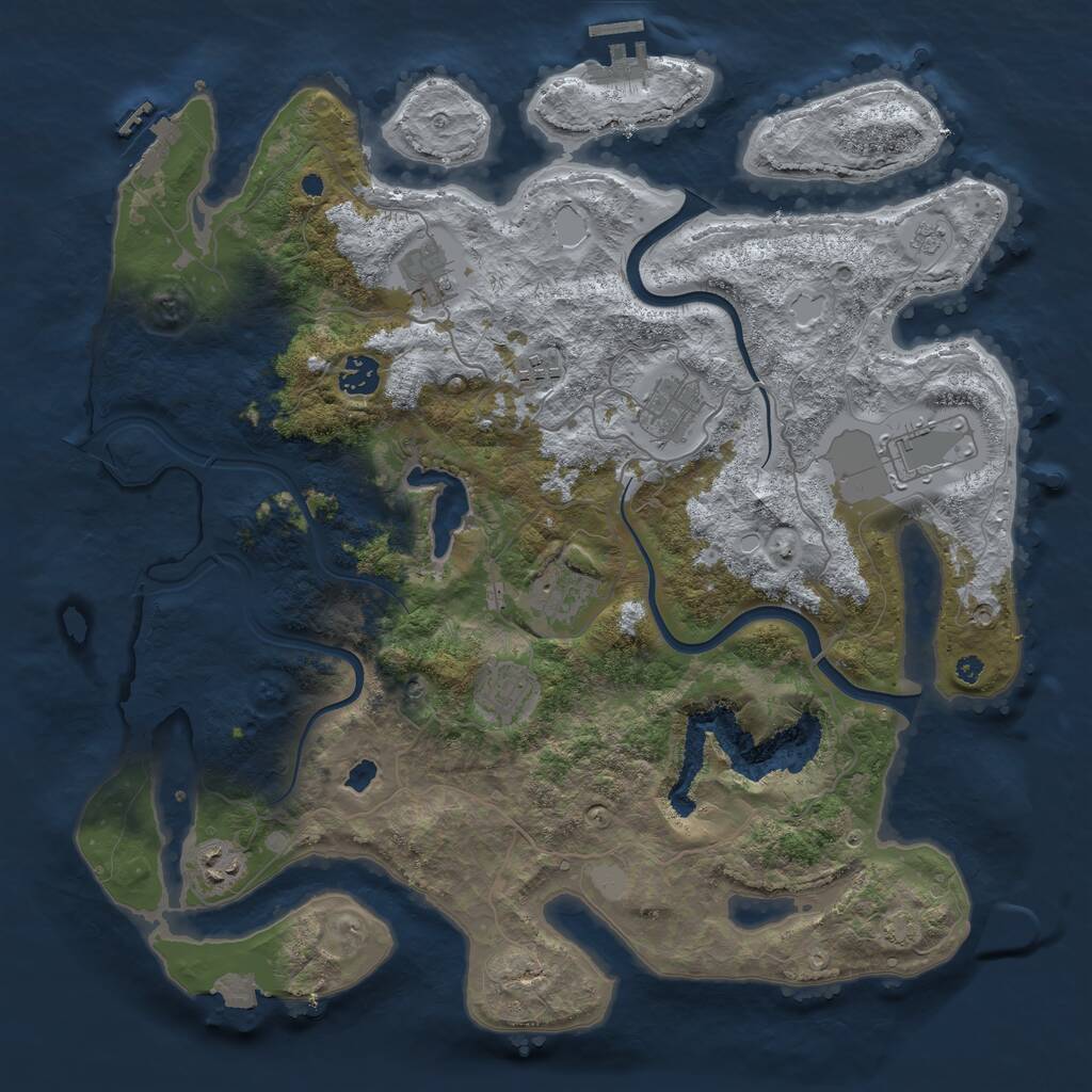 Rust Map: Procedural Map, Size: 4000, Seed: 466446, 14 Monuments
