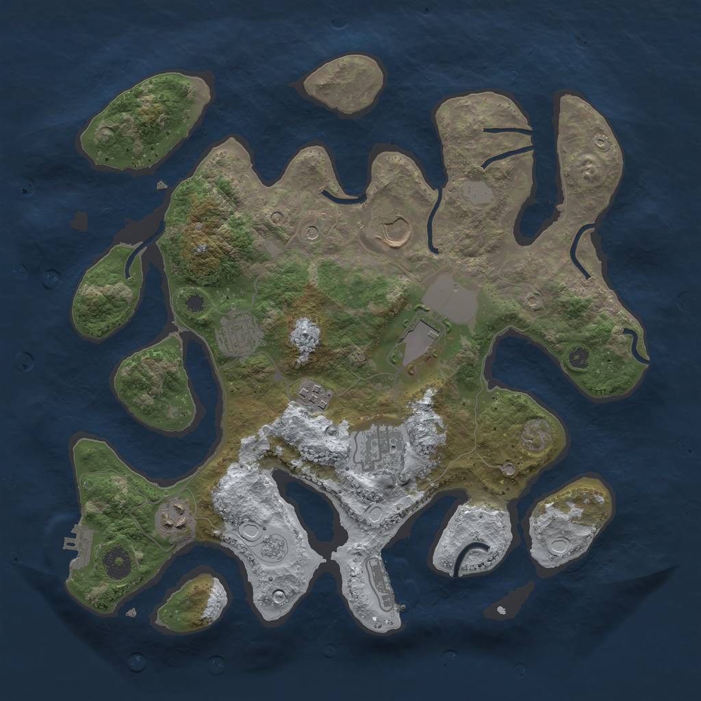 Rust Map: Procedural Map, Size: 3500, Seed: 4303237, 15 Monuments