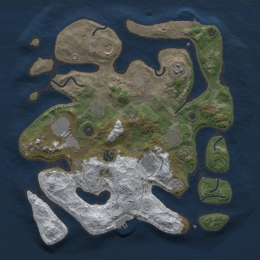 Rust Map: Procedural Map, Size: 3500, Seed: 4586448, 17 Monuments