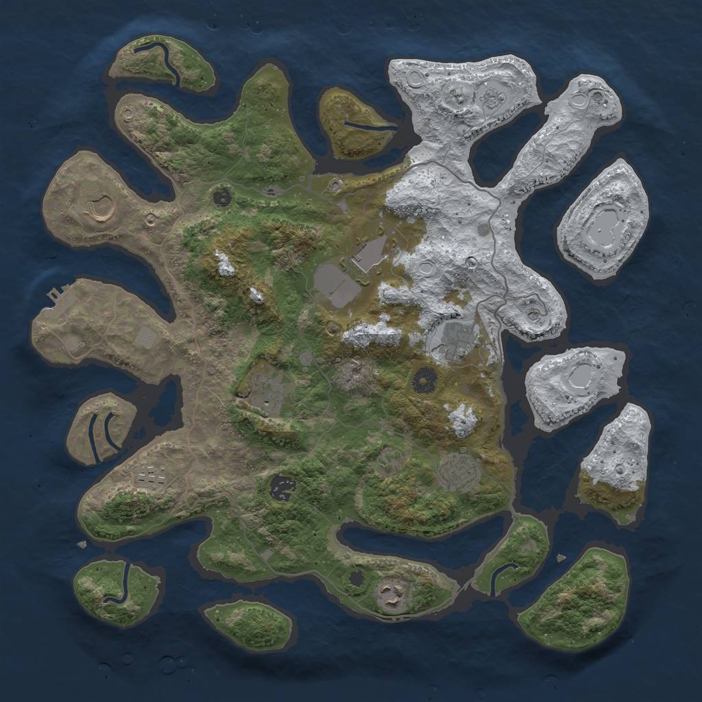 Rust Map: Procedural Map, Size: 4000, Seed: 566173, 16 Monuments