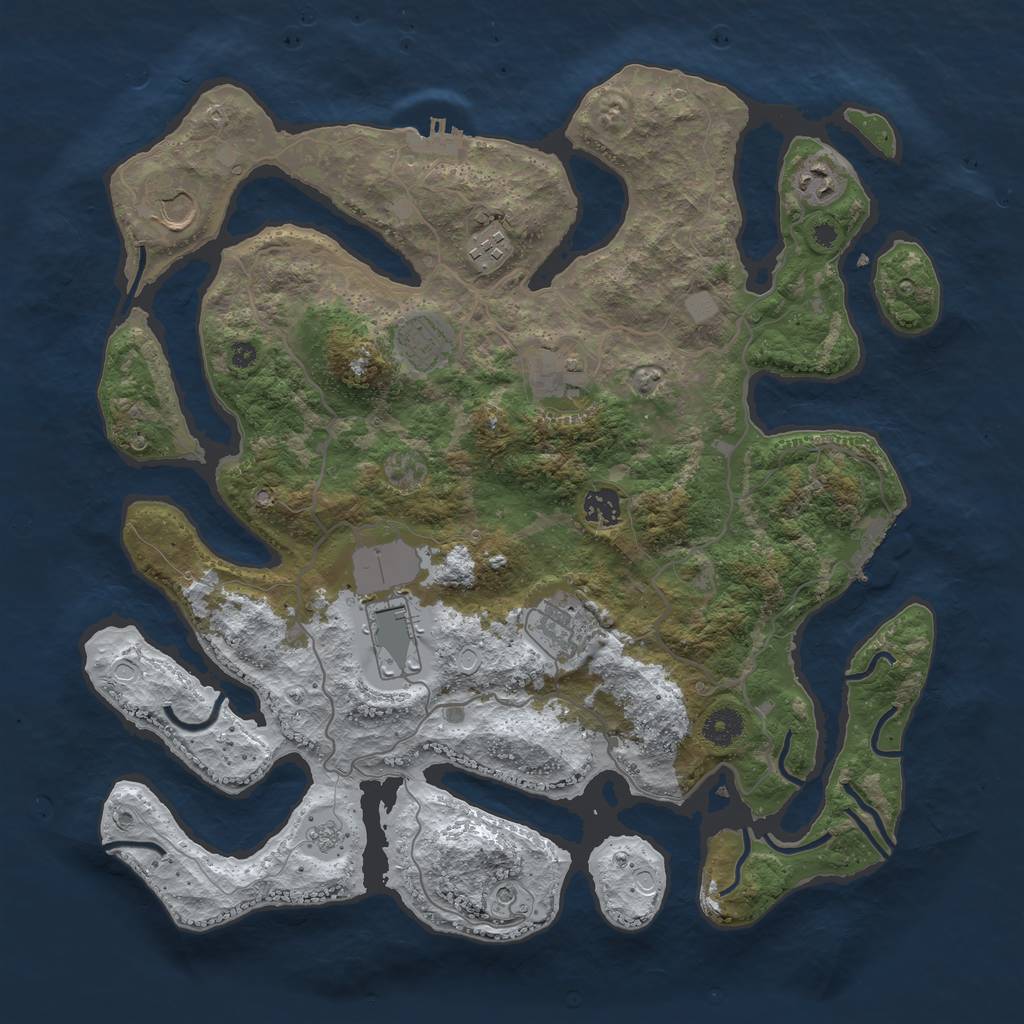 Rust Map: Procedural Map, Size: 4000, Seed: 939443, 17 Monuments
