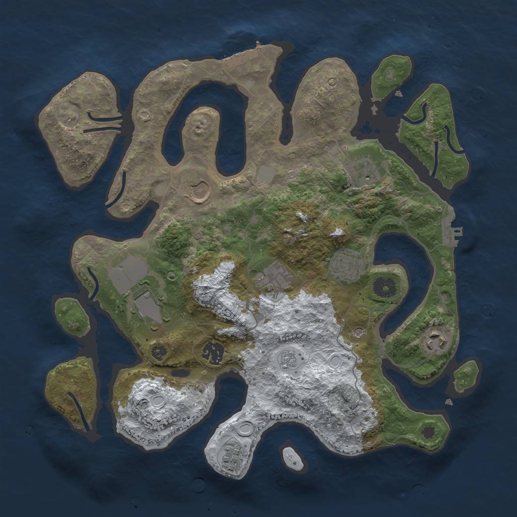 Rust Map: Procedural Map, Size: 3500, Seed: 3828870, 17 Monuments