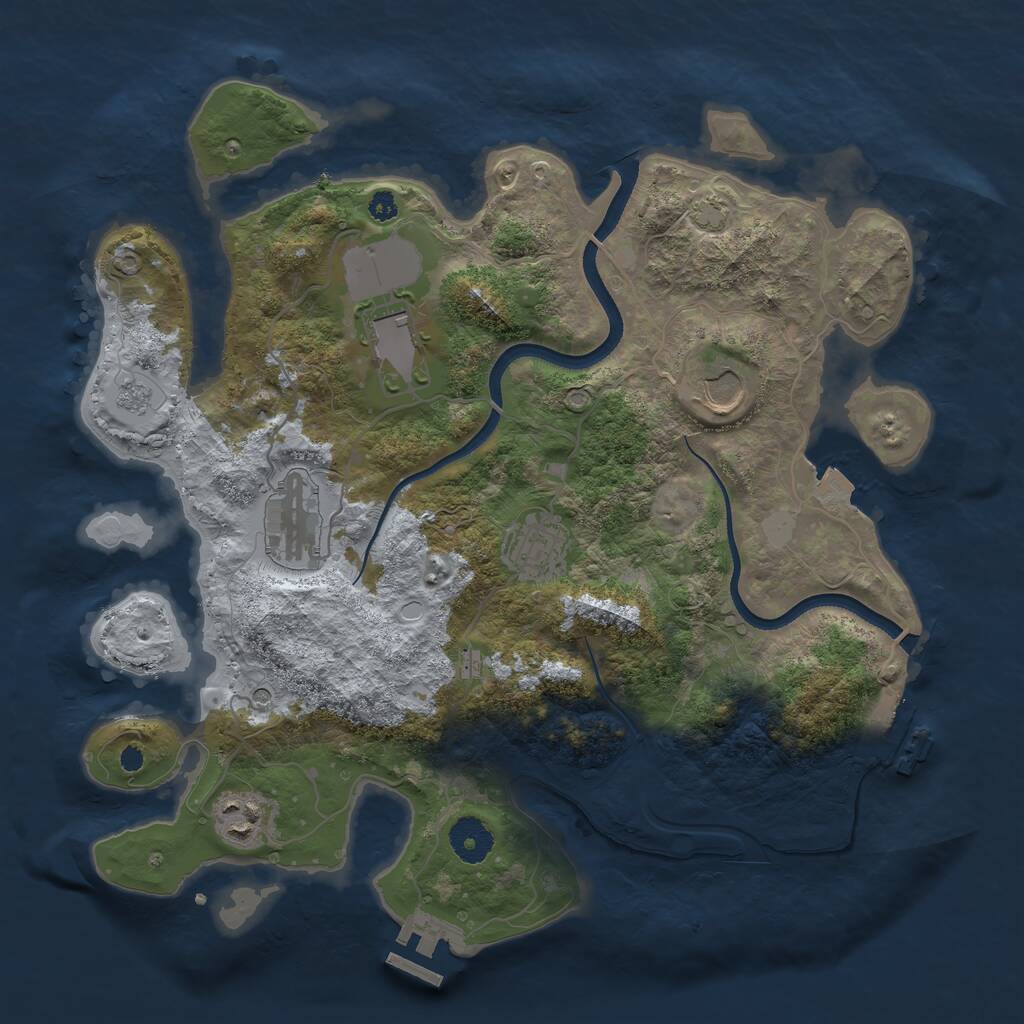 Rust Map: Procedural Map, Size: 3500, Seed: 1501944, 11 Monuments