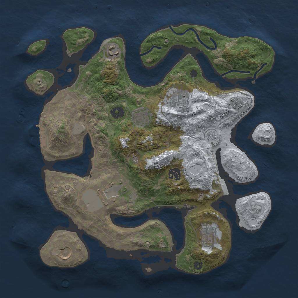 Rust Map: Procedural Map, Size: 3500, Seed: 3778429, 16 Monuments