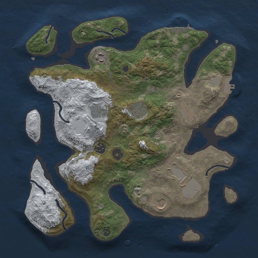 Rust Map: Procedural Map, Size: 3500, Seed: 3067491, 16 Monuments