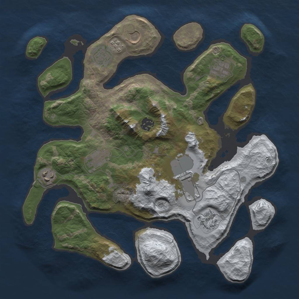 Rust Map: Barren, Size: 3500, Seed: 5540005, 12 Monuments