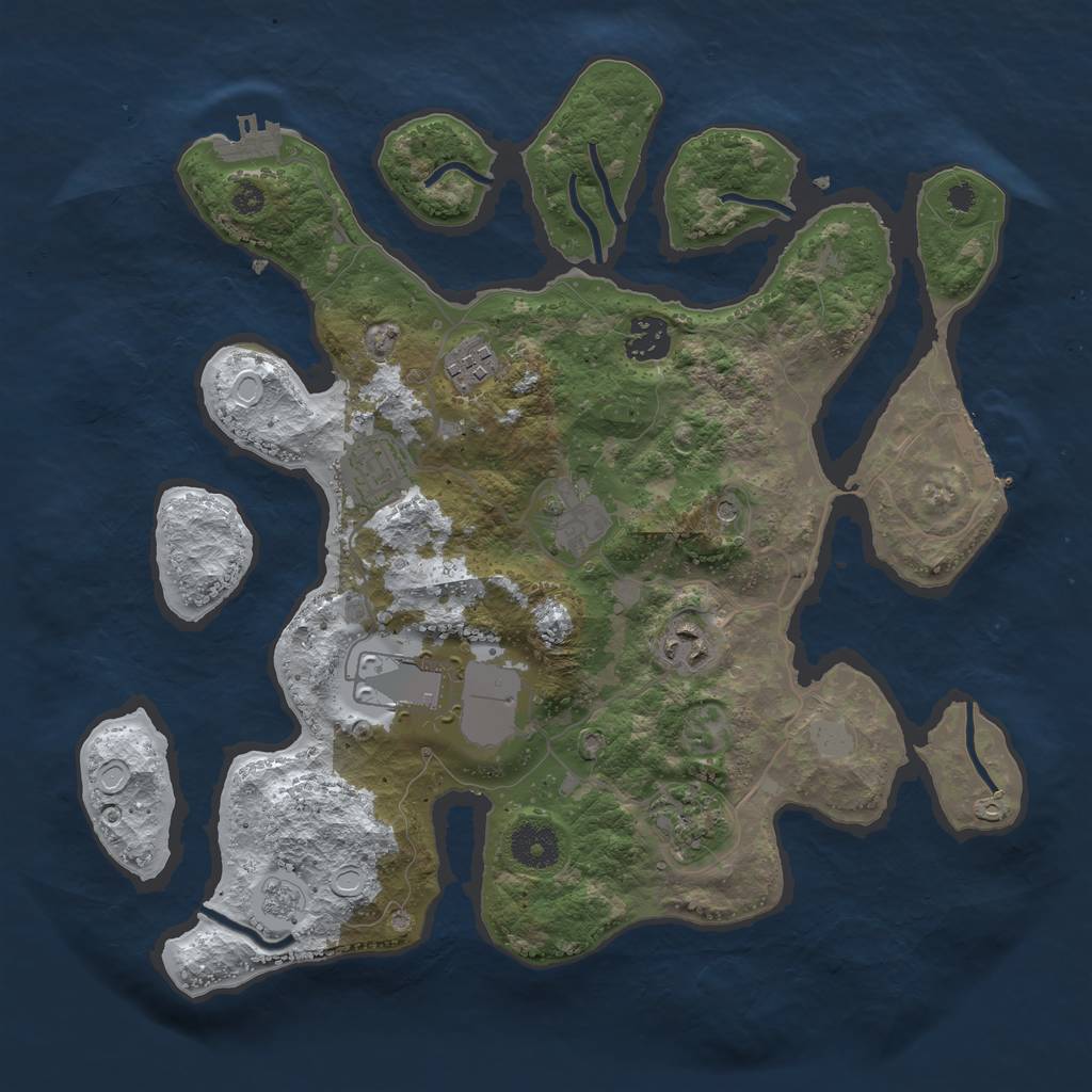 Rust Map: Procedural Map, Size: 3500, Seed: 419951, 16 Monuments