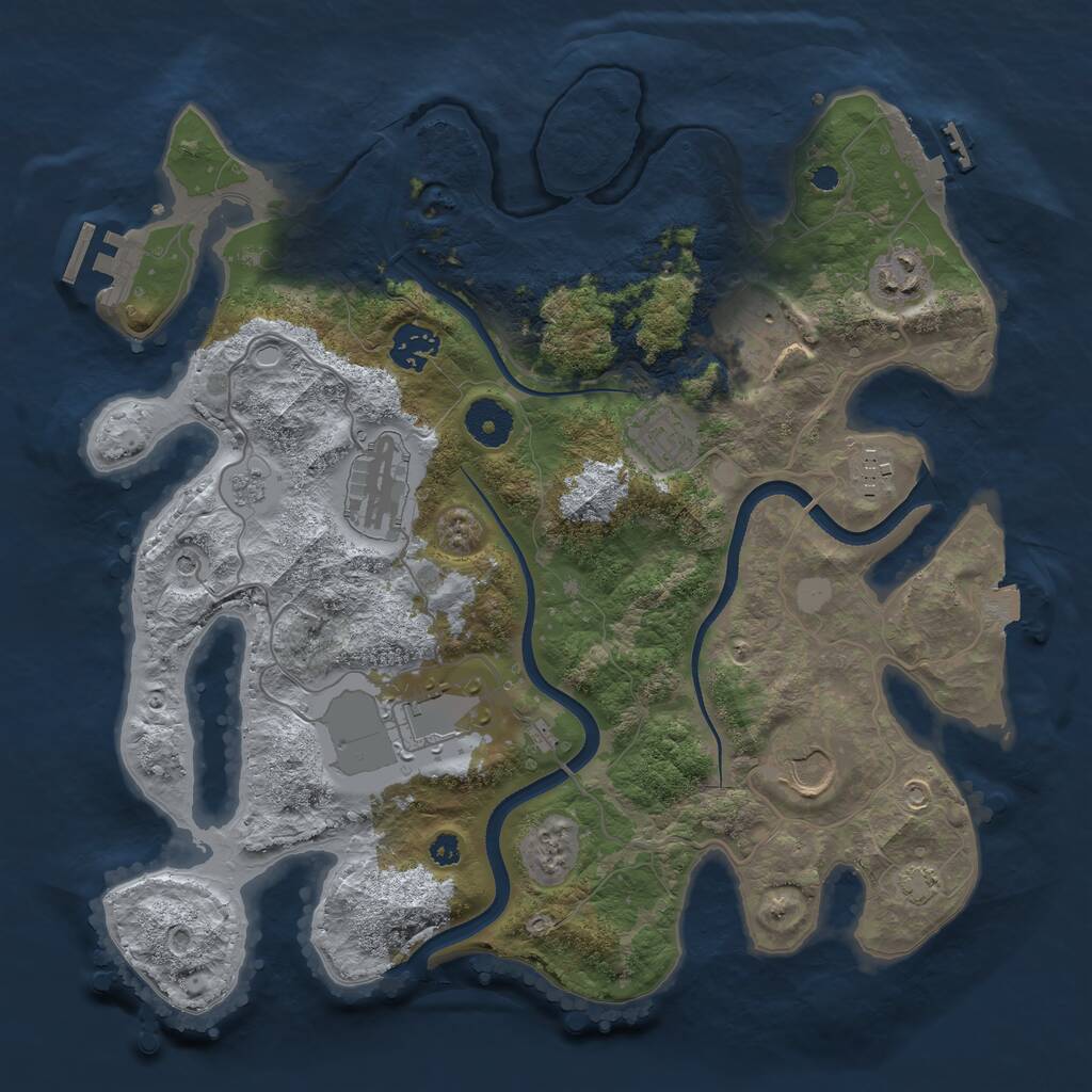 Rust Map: Procedural Map, Size: 3500, Seed: 235986, 14 Monuments