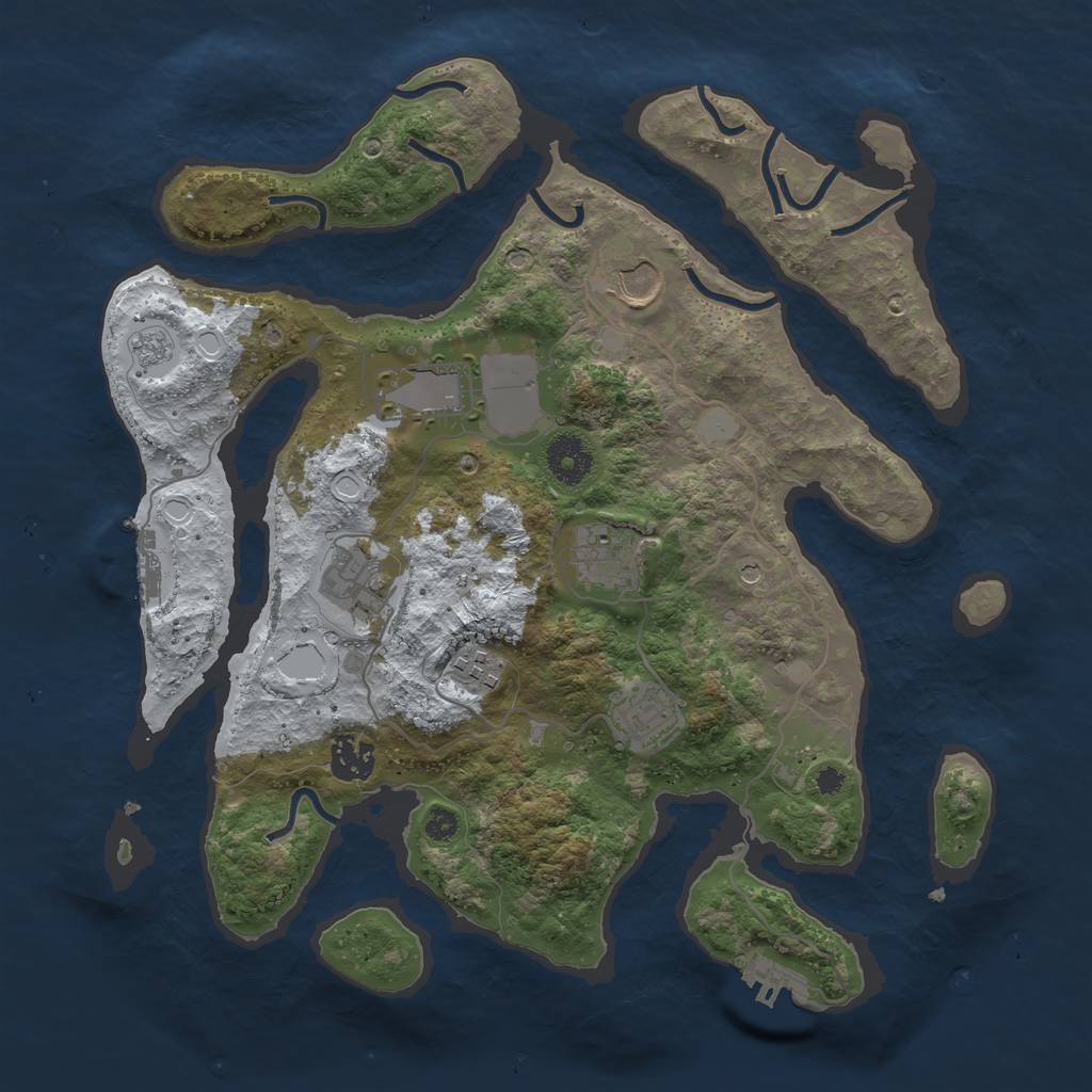 Rust Map: Procedural Map, Size: 3500, Seed: 2800370, 16 Monuments