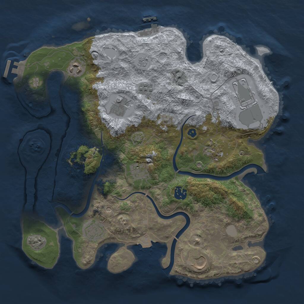 Rust Map: Procedural Map, Size: 3500, Seed: 4222951, 15 Monuments