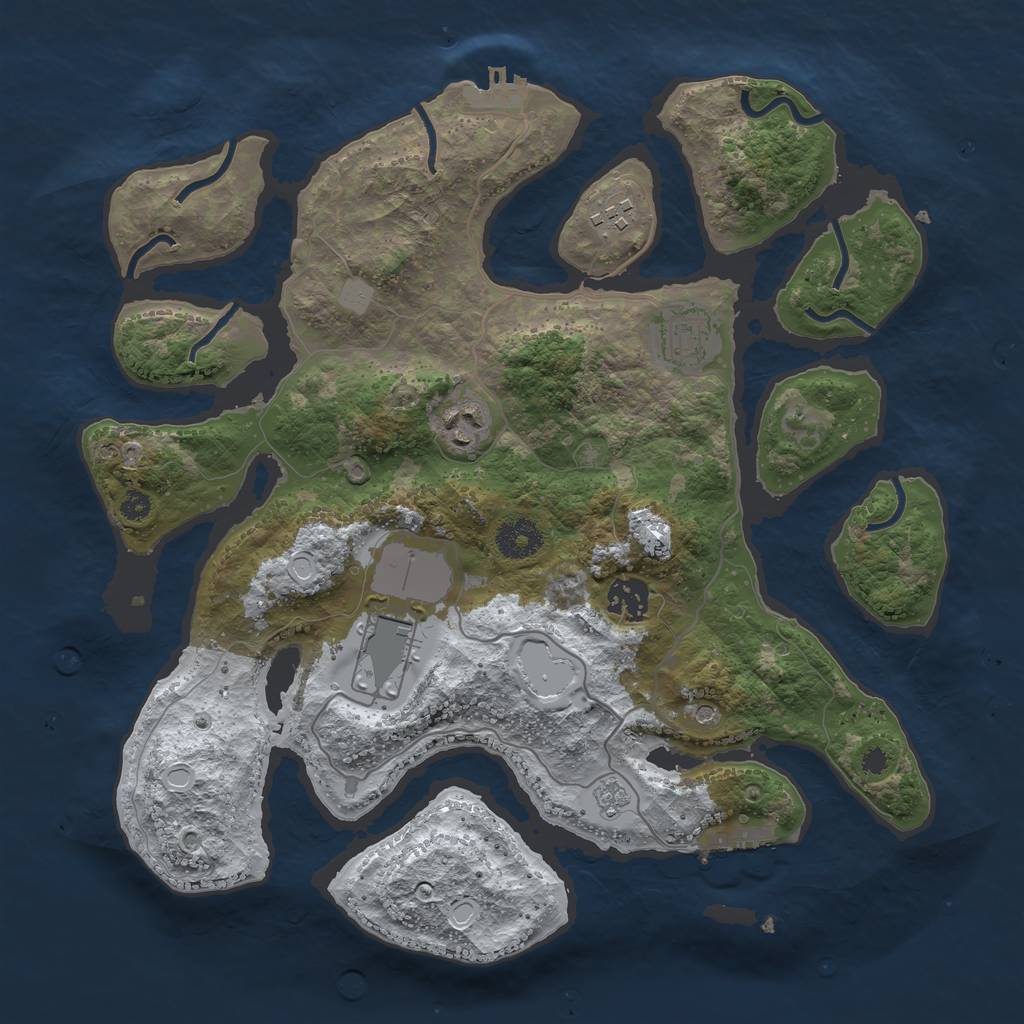 Rust Map: Procedural Map, Size: 3500, Seed: 1456503, 14 Monuments