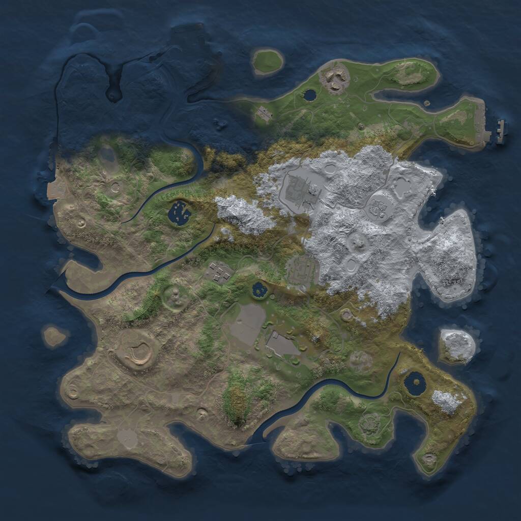Rust Map: Procedural Map, Size: 3500, Seed: 2309586, 13 Monuments