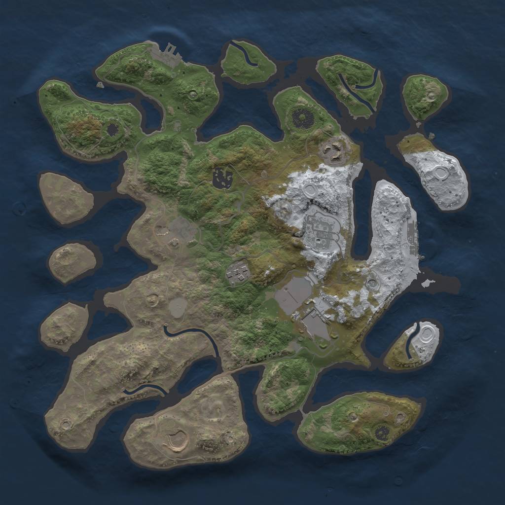 Rust Map: Procedural Map, Size: 3500, Seed: 6277859, 15 Monuments
