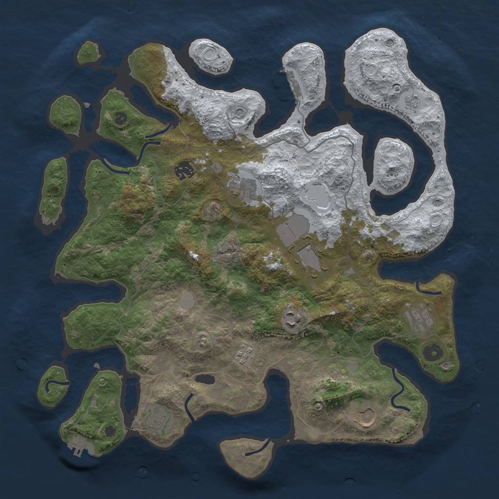 Rust Map: Procedural Map, Size: 4000, Seed: 2121793643, 17 Monuments