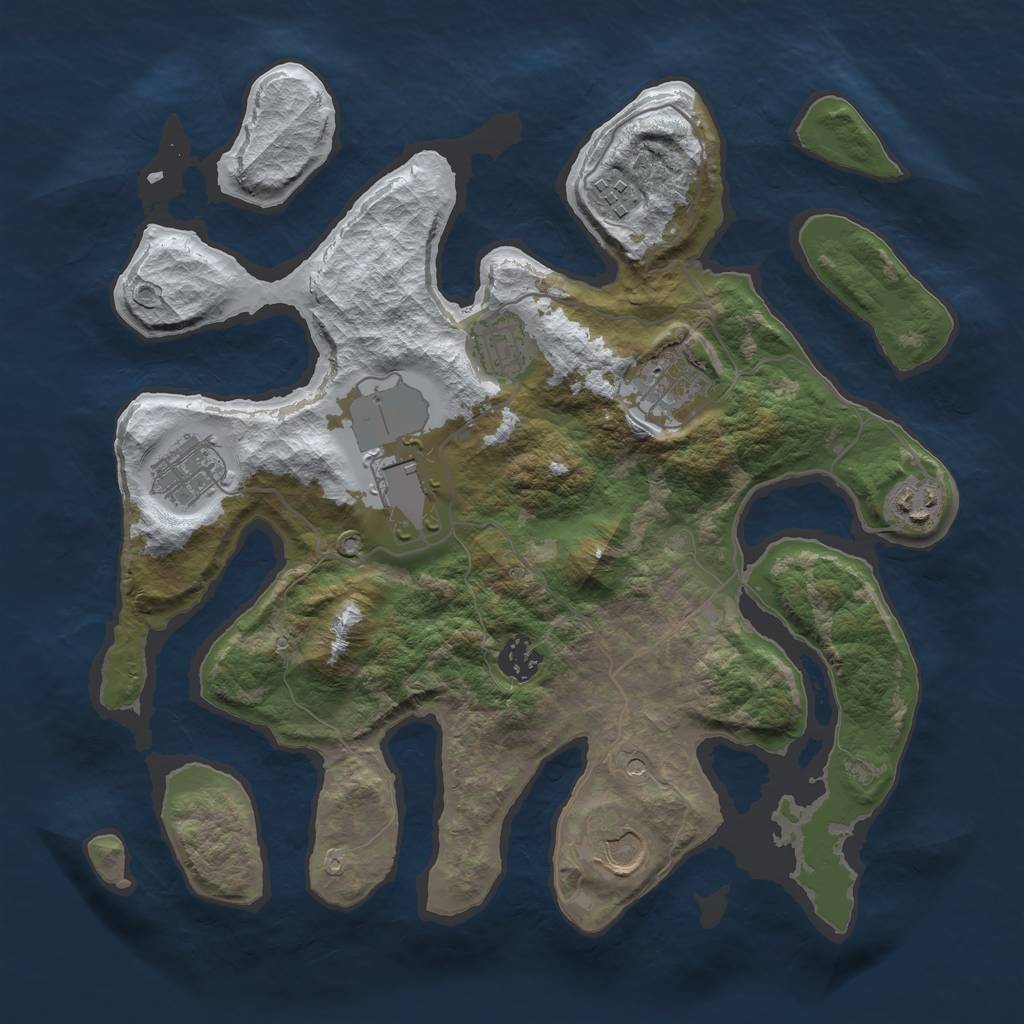 Rust Map: Barren, Size: 3500, Seed: 5617688, 11 Monuments