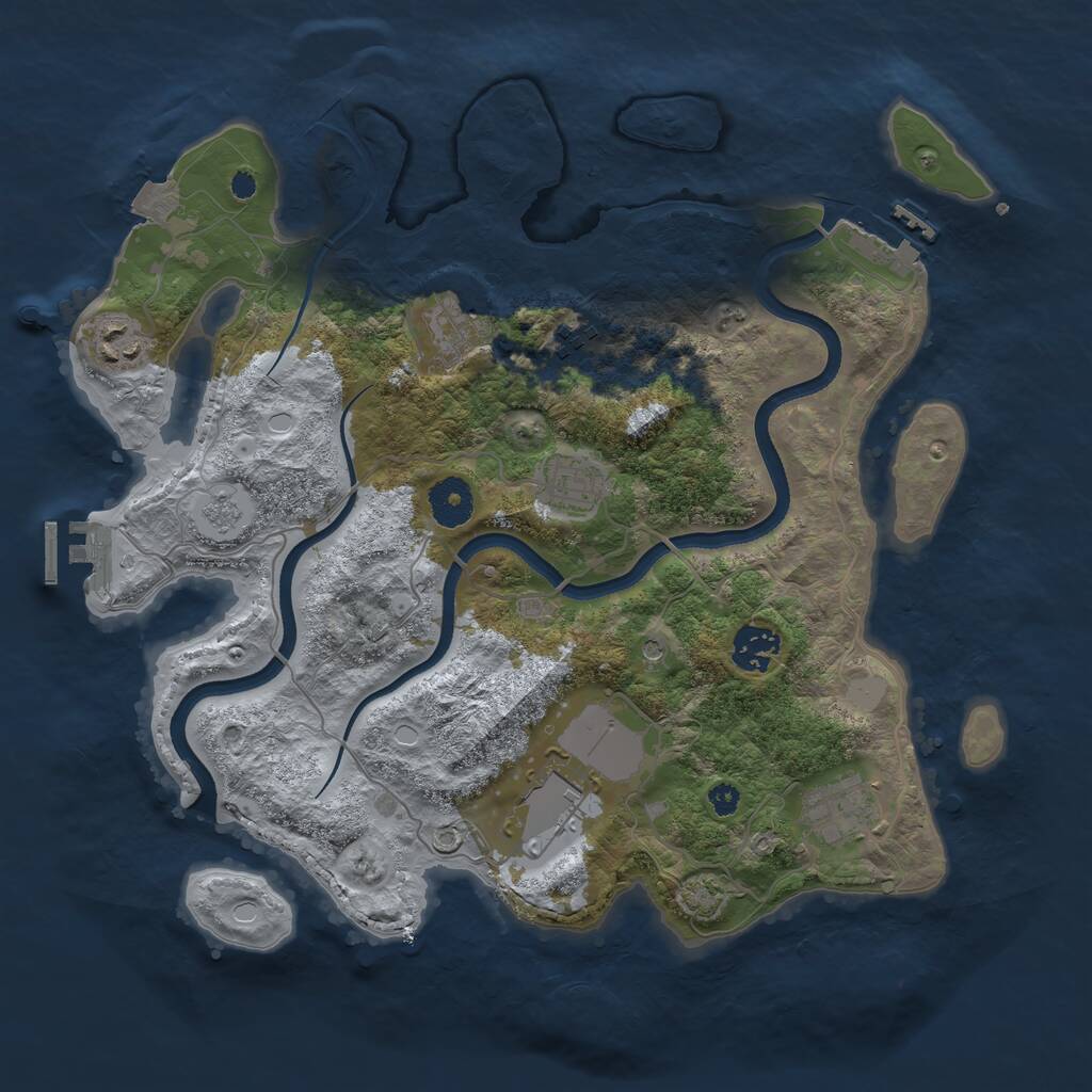 Rust Map: Procedural Map, Size: 3500, Seed: 5049459, 13 Monuments