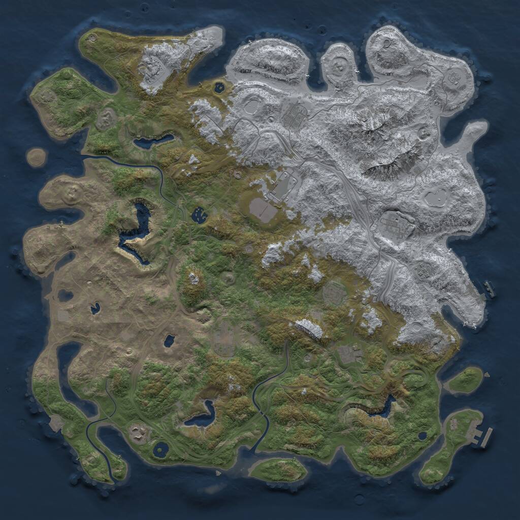 Rust Map: Procedural Map, Size: 5000, Seed: 3234342, 16 Monuments