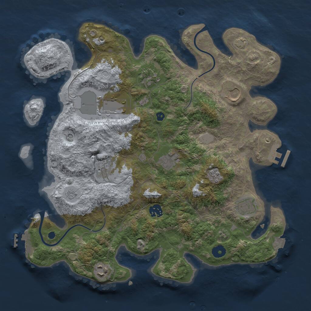Rust Map: Procedural Map, Size: 3550, Seed: 62229, 15 Monuments