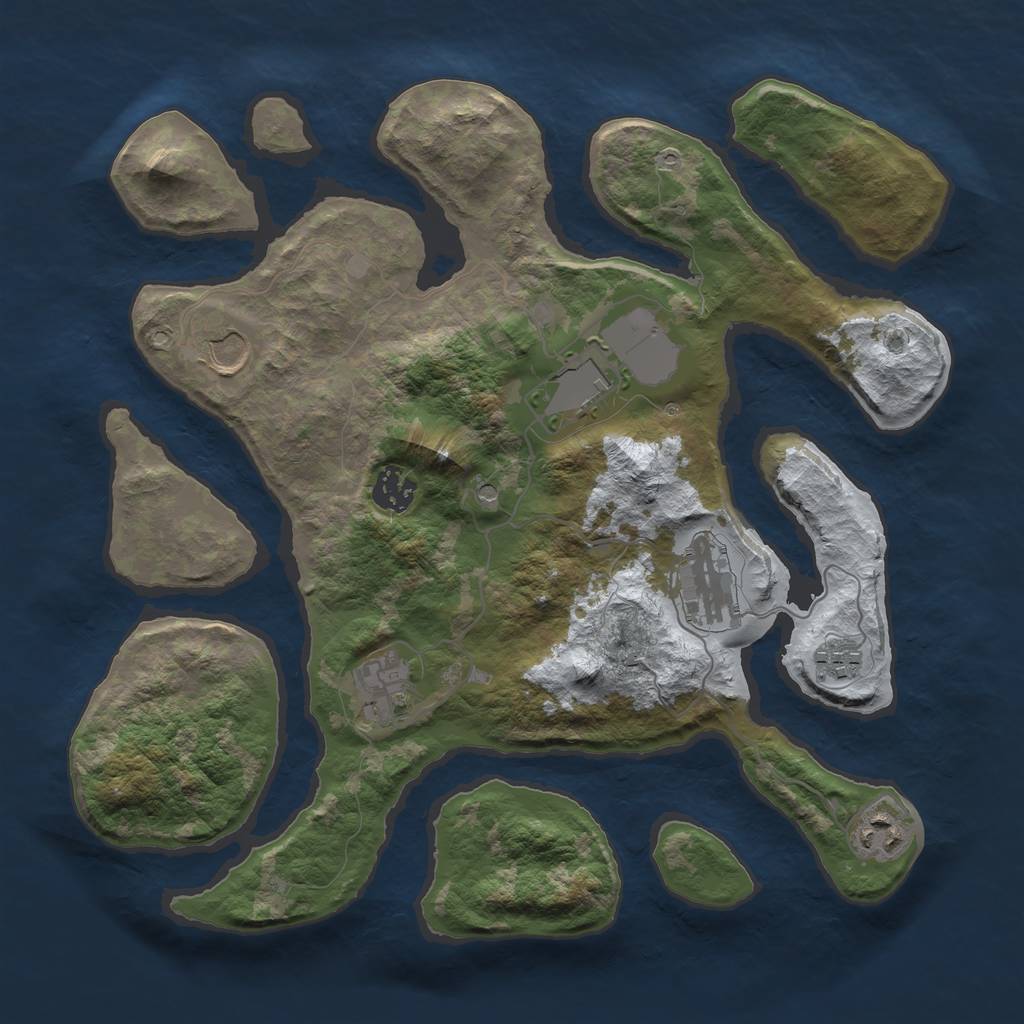 Rust Map: Barren, Size: 3500, Seed: 1622515, 10 Monuments