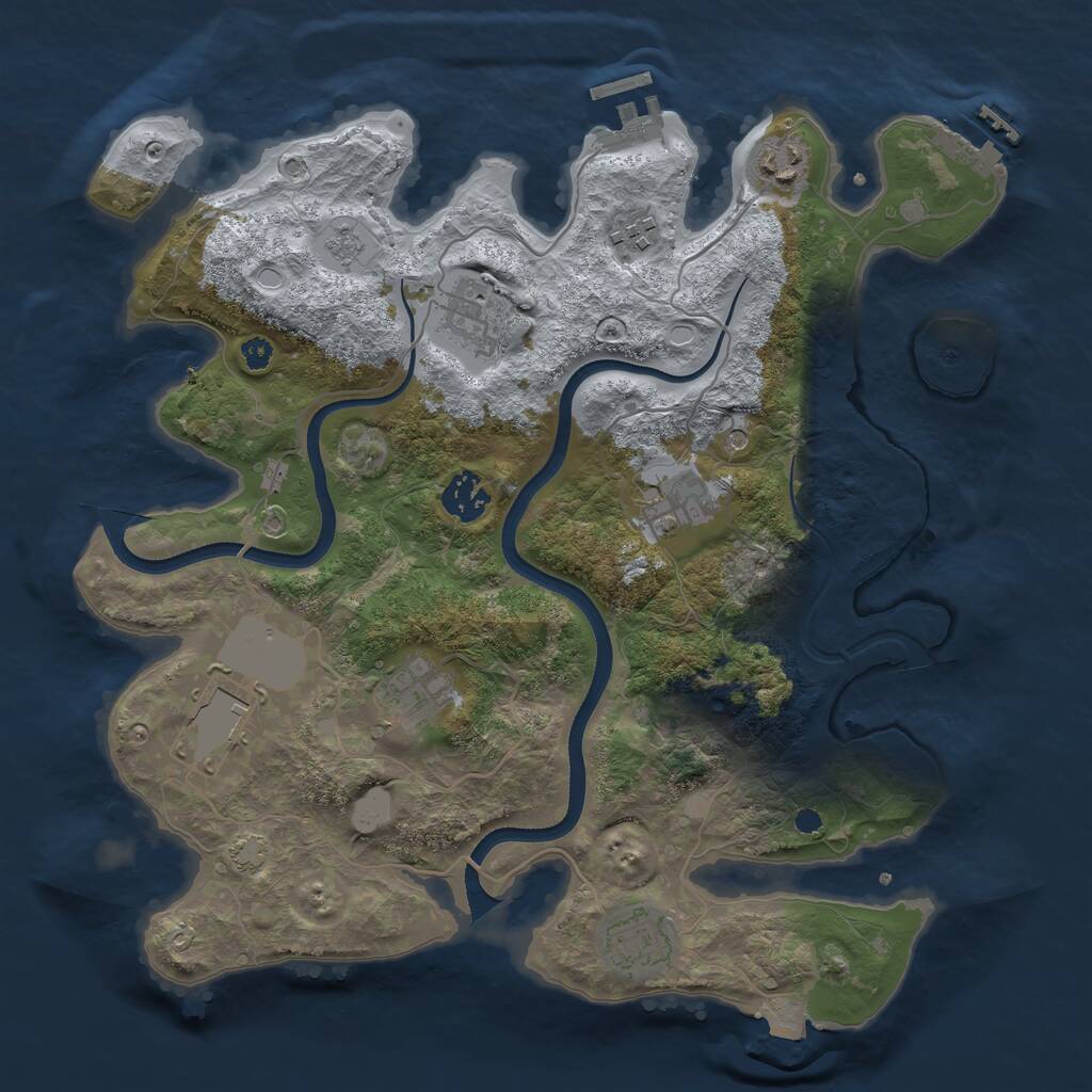 Rust Map: Procedural Map, Size: 3500, Seed: 2377982, 14 Monuments