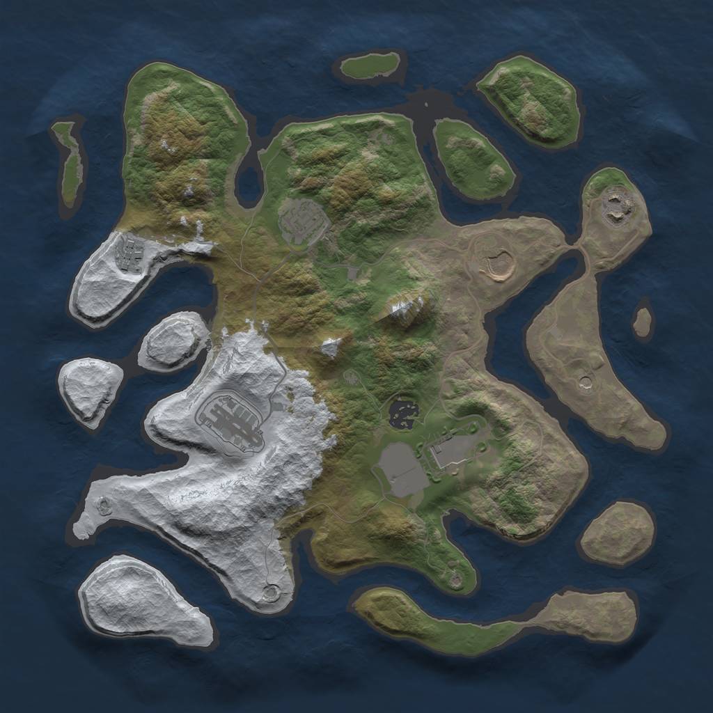 Rust Map: Barren, Size: 3500, Seed: 6006832, 10 Monuments