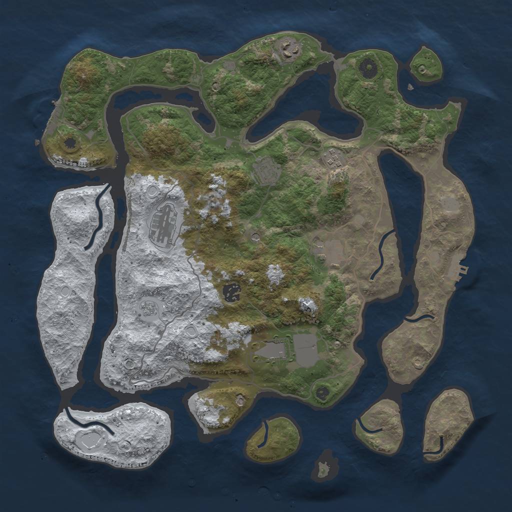 Rust Map: Procedural Map, Size: 4000, Seed: 132943, 16 Monuments