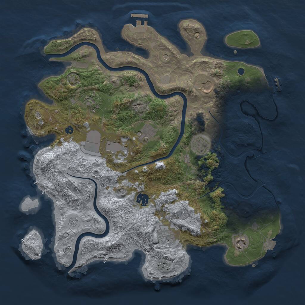 Rust Map: Procedural Map, Size: 3700, Seed: 412083665, 15 Monuments
