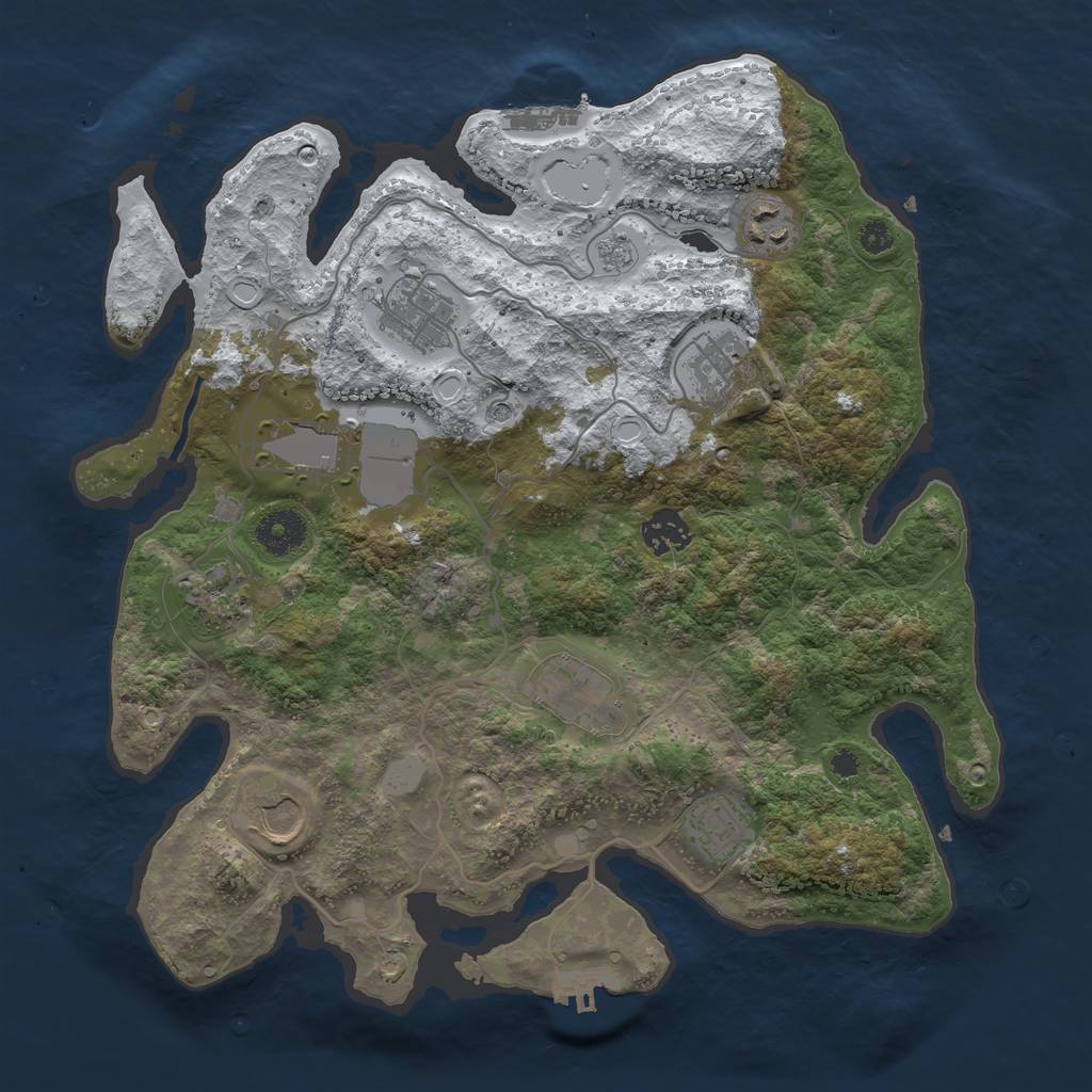 Rust Map: Procedural Map, Size: 3500, Seed: 1232727, 18 Monuments