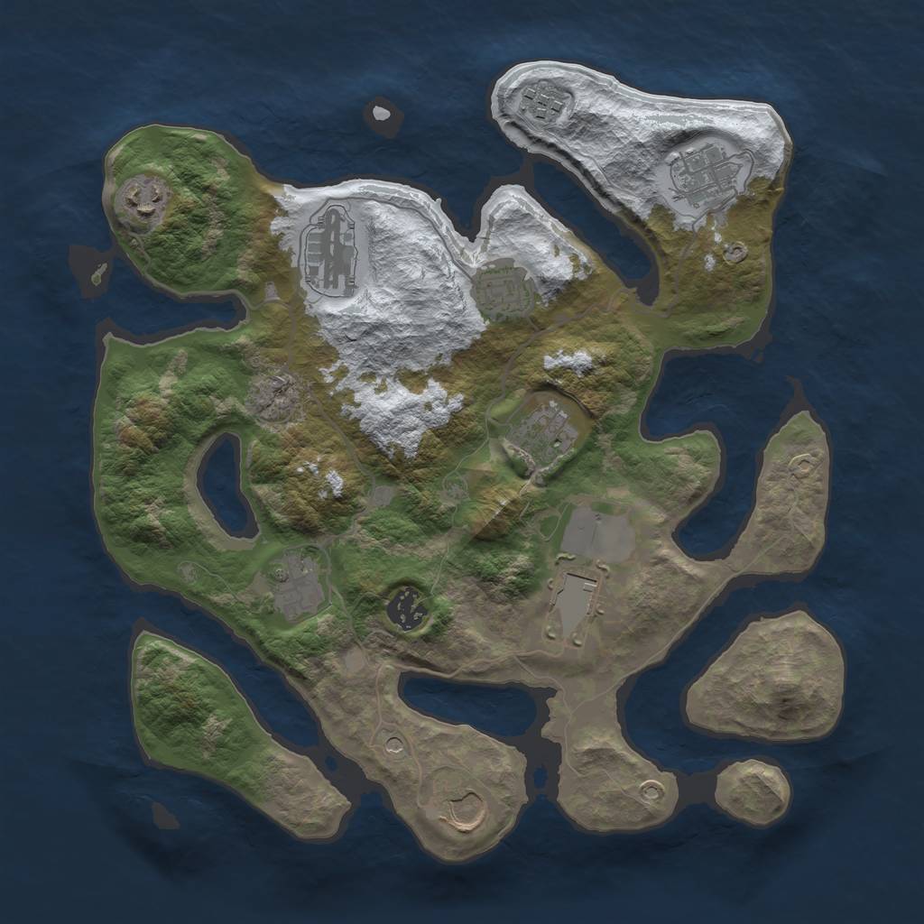 Rust Map: Barren, Size: 3500, Seed: 1057112, 13 Monuments