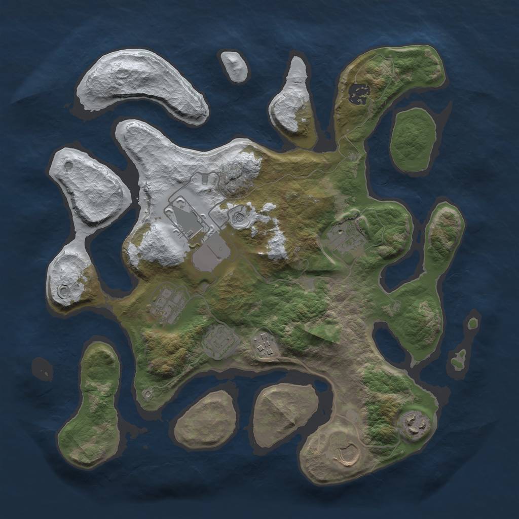 Rust Map: Barren, Size: 3500, Seed: 4344347, 11 Monuments