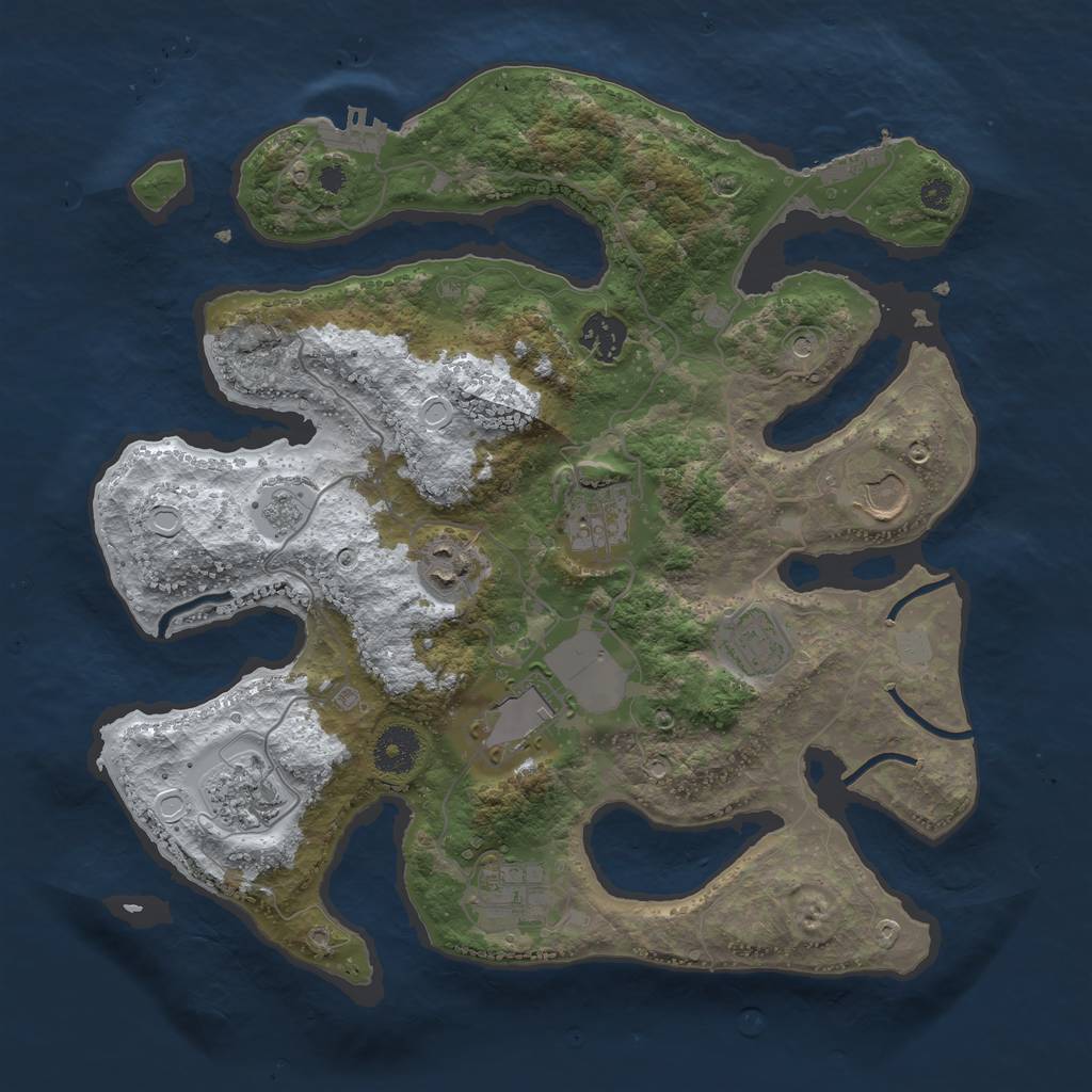 Rust Map: Procedural Map, Size: 3500, Seed: 2035762, 17 Monuments