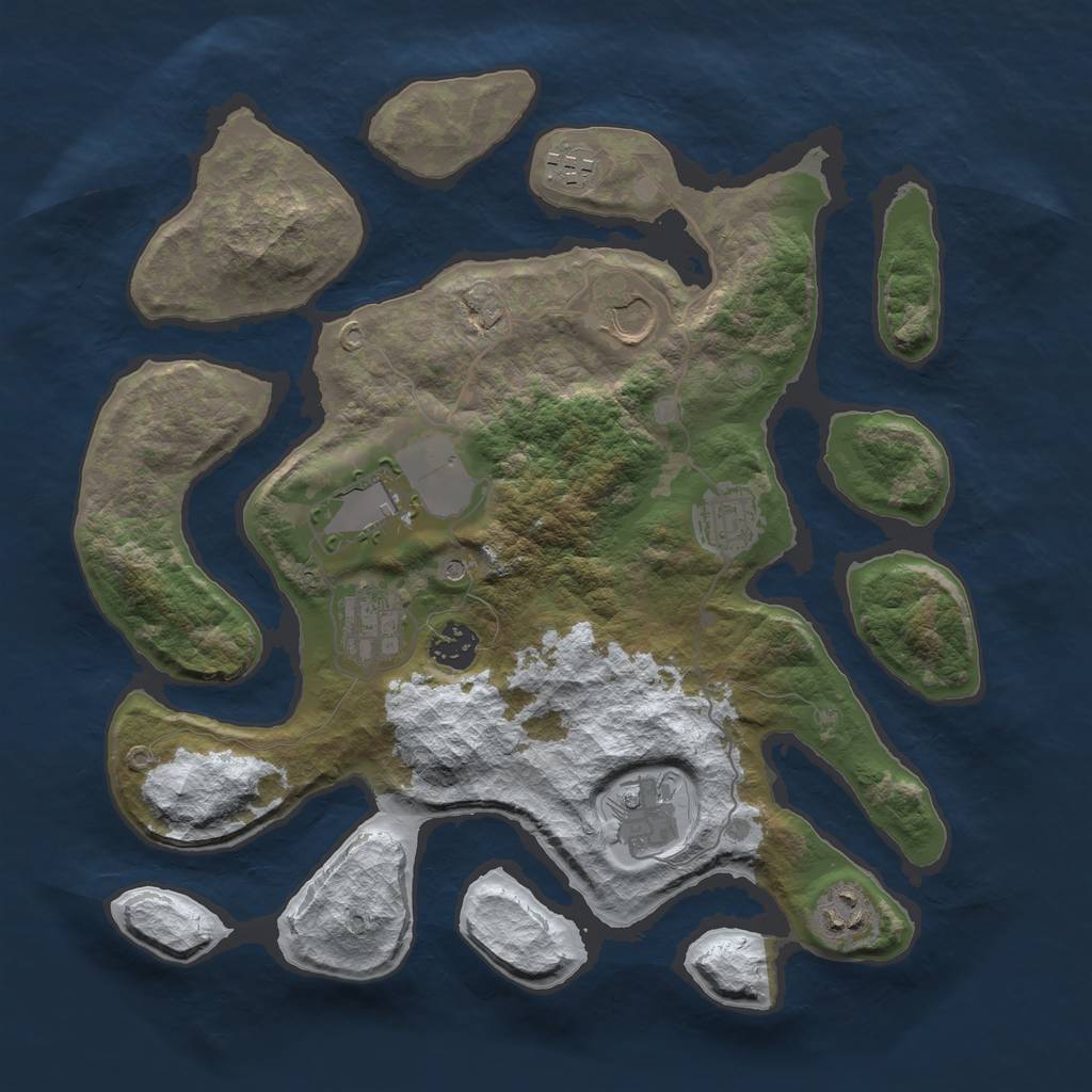 Rust Map: Barren, Size: 3500, Seed: 4680477, 11 Monuments