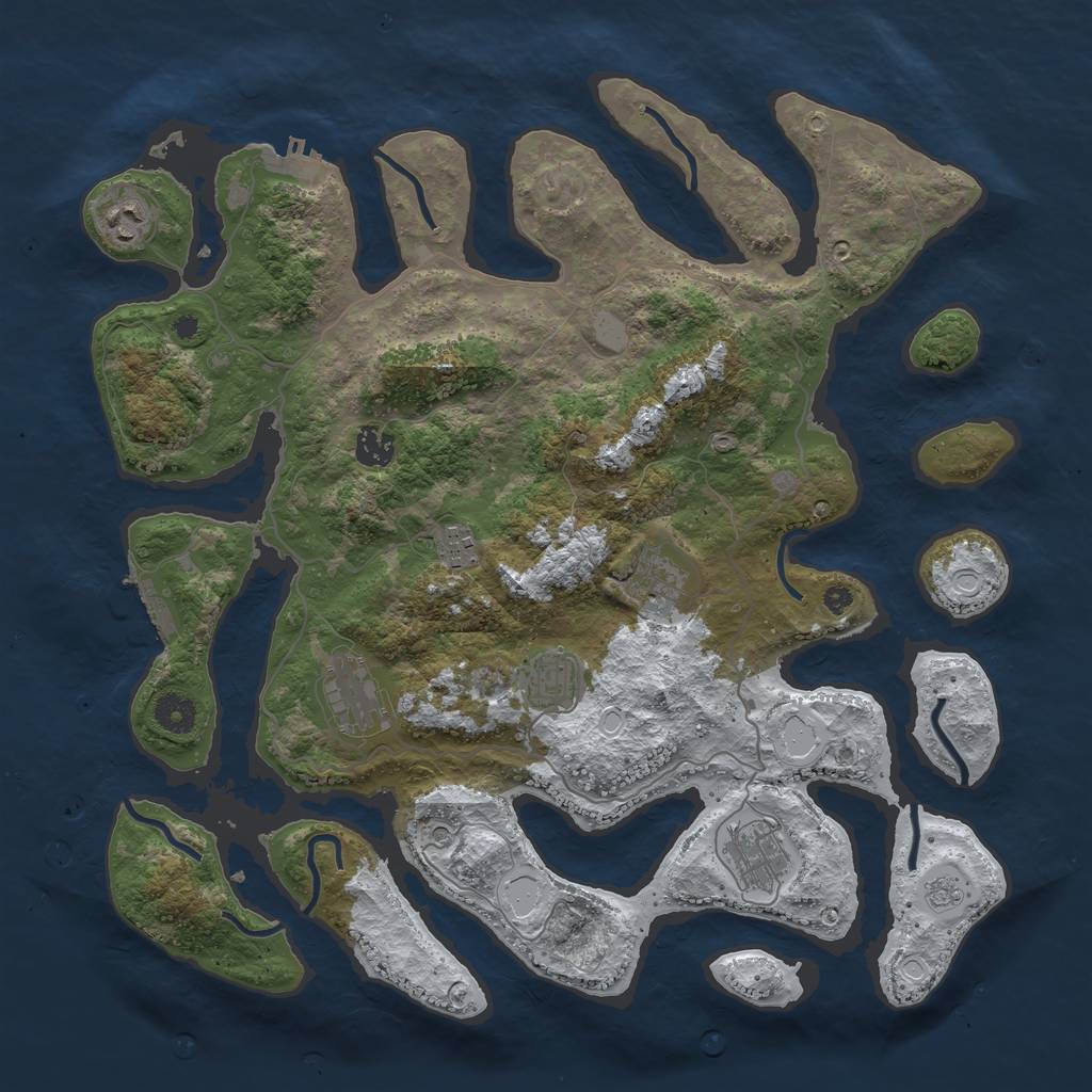 Rust Map: Procedural Map, Size: 4000, Seed: 143588494, 16 Monuments