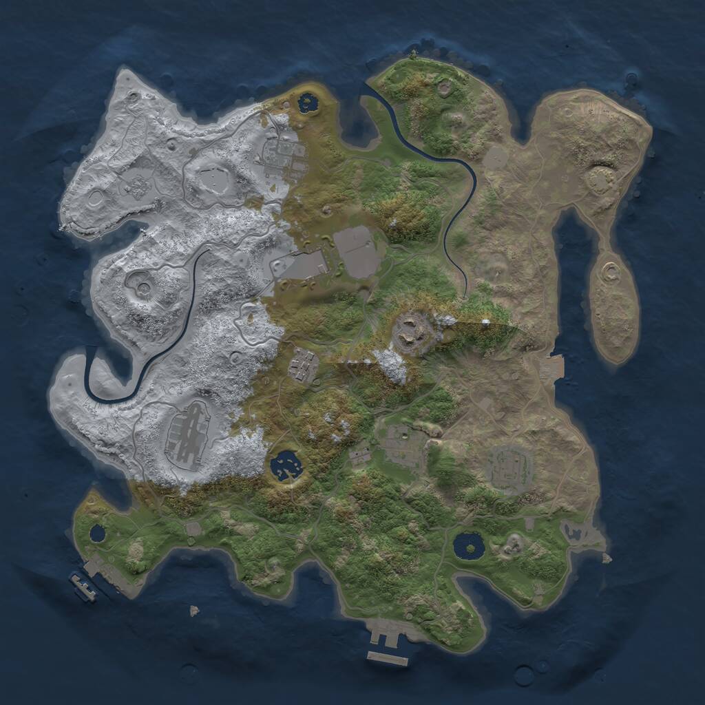 Rust Map: Procedural Map, Size: 3500, Seed: 5141138, 14 Monuments