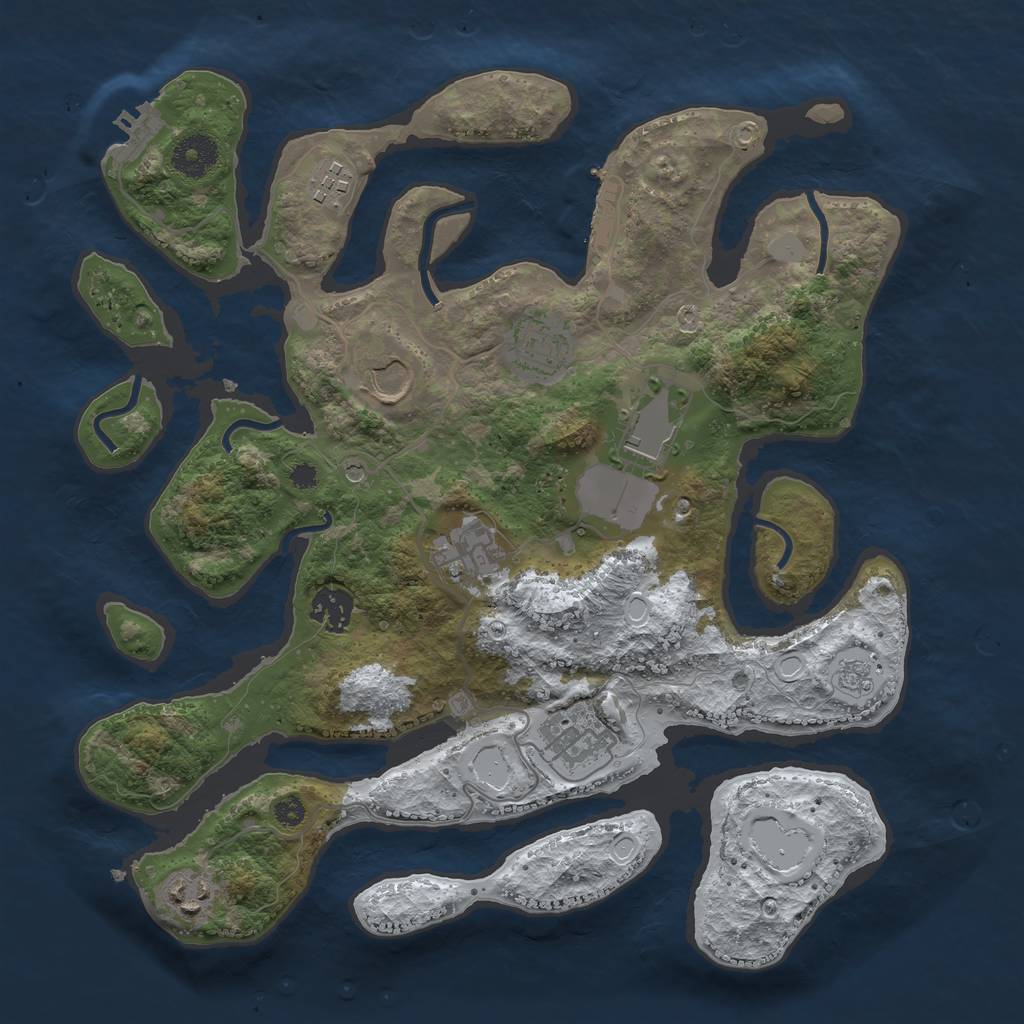 Rust Map: Procedural Map, Size: 3500, Seed: 3269325, 17 Monuments