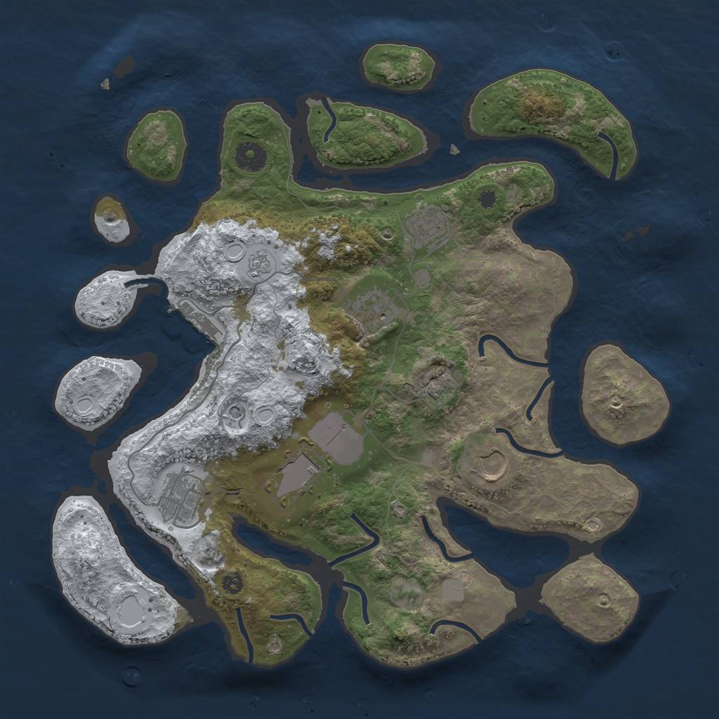 Rust Map: Procedural Map, Size: 3500, Seed: 2212366, 13 Monuments