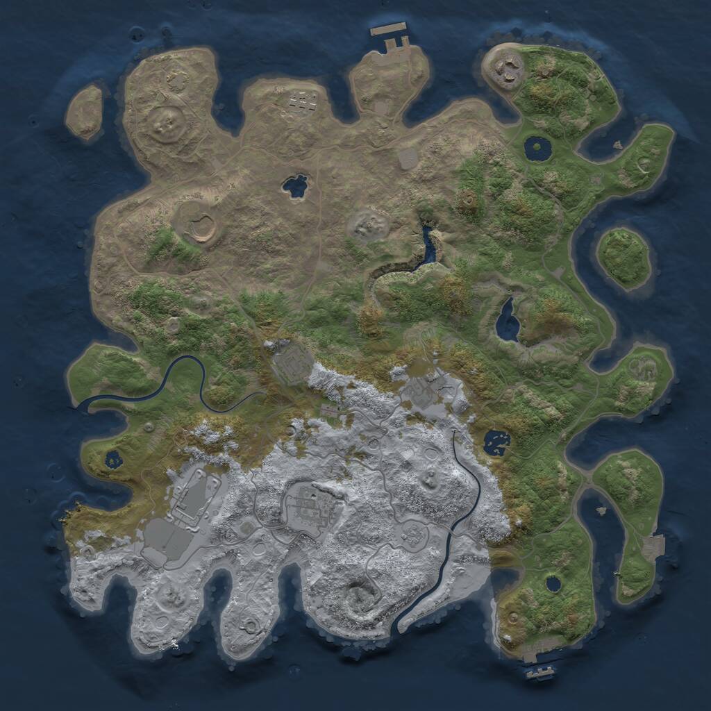 Rust Map: Procedural Map, Size: 4000, Seed: 583676, 14 Monuments