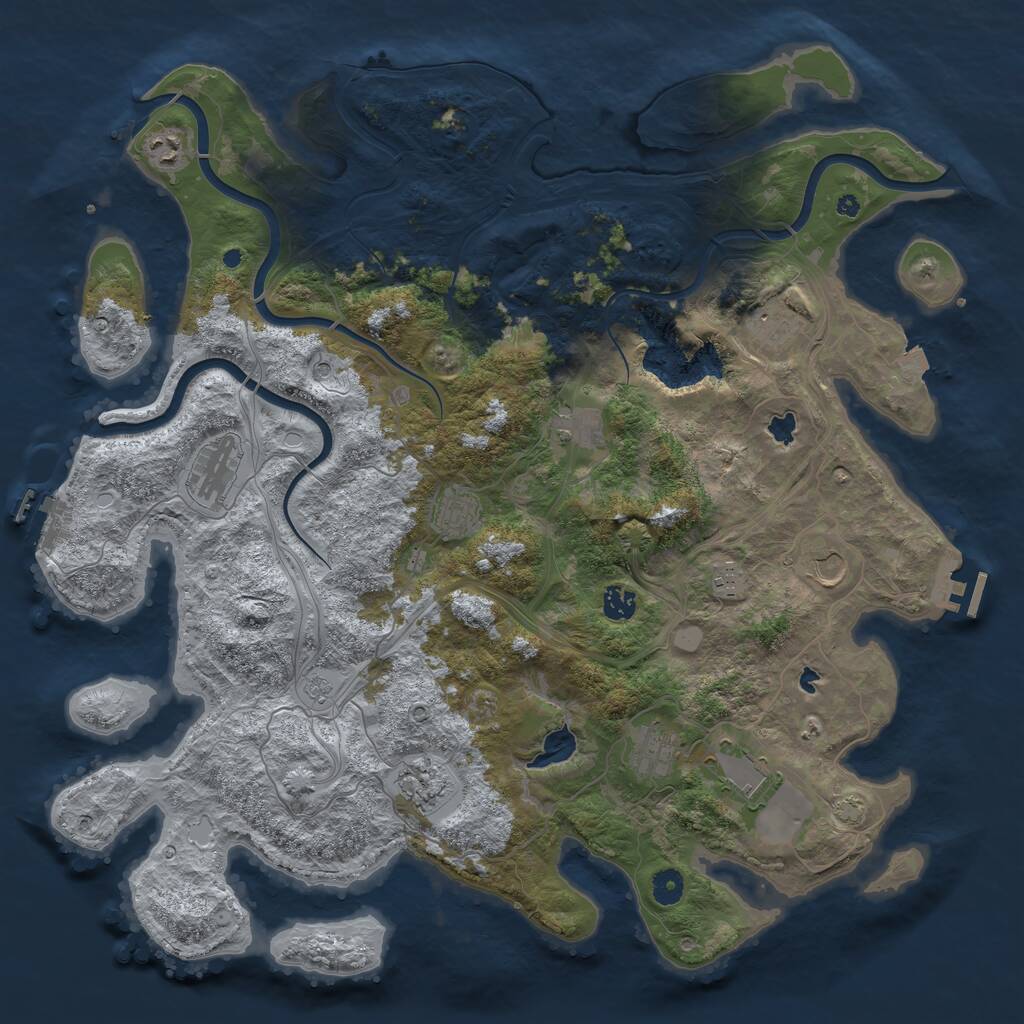 Rust Map: Procedural Map, Size: 4500, Seed: 4158947, 17 Monuments