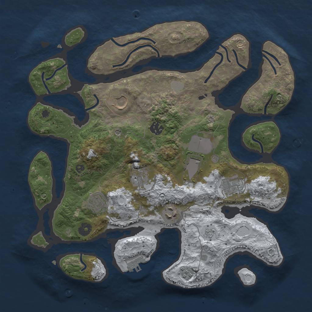 Rust Map: Procedural Map, Size: 3500, Seed: 3266686, 16 Monuments
