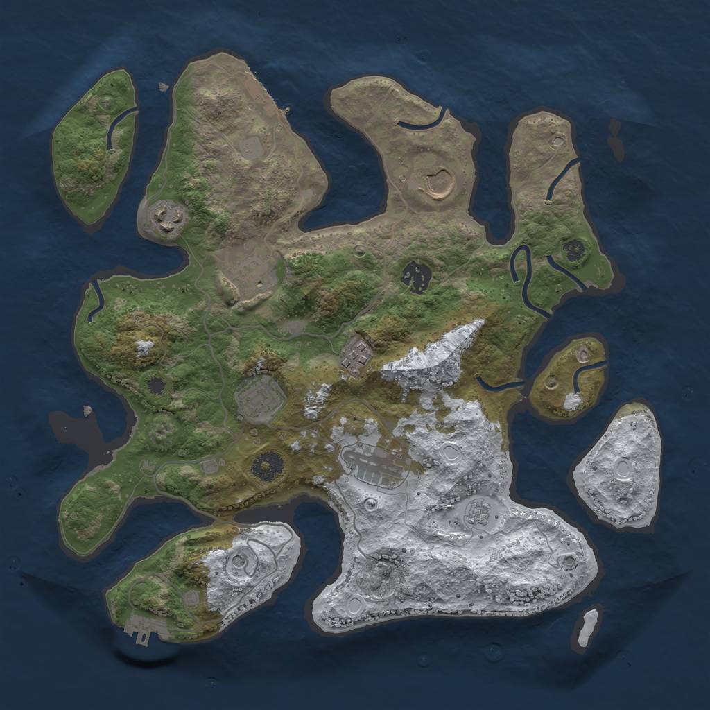 Rust Map: Procedural Map, Size: 3500, Seed: 5007427, 16 Monuments