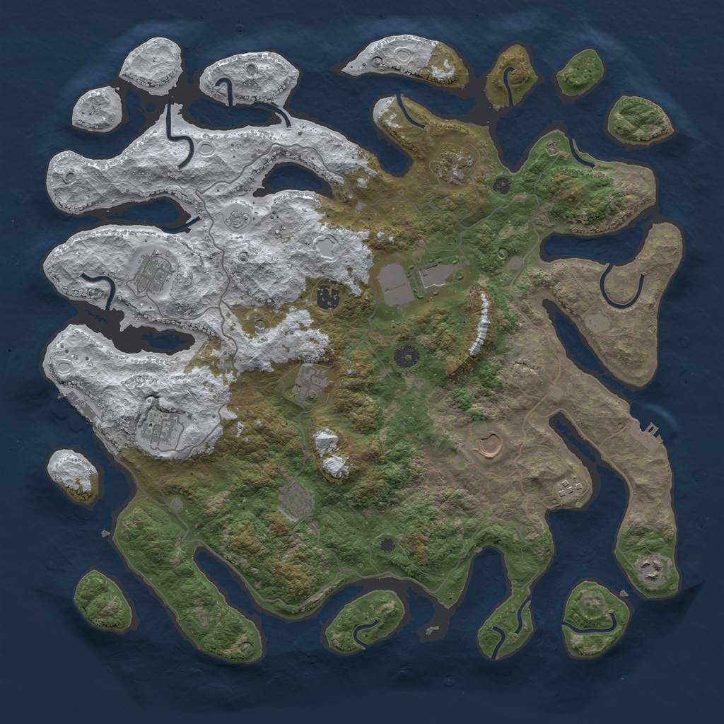 Rust Map: Procedural Map, Size: 4500, Seed: 2586194, 19 Monuments