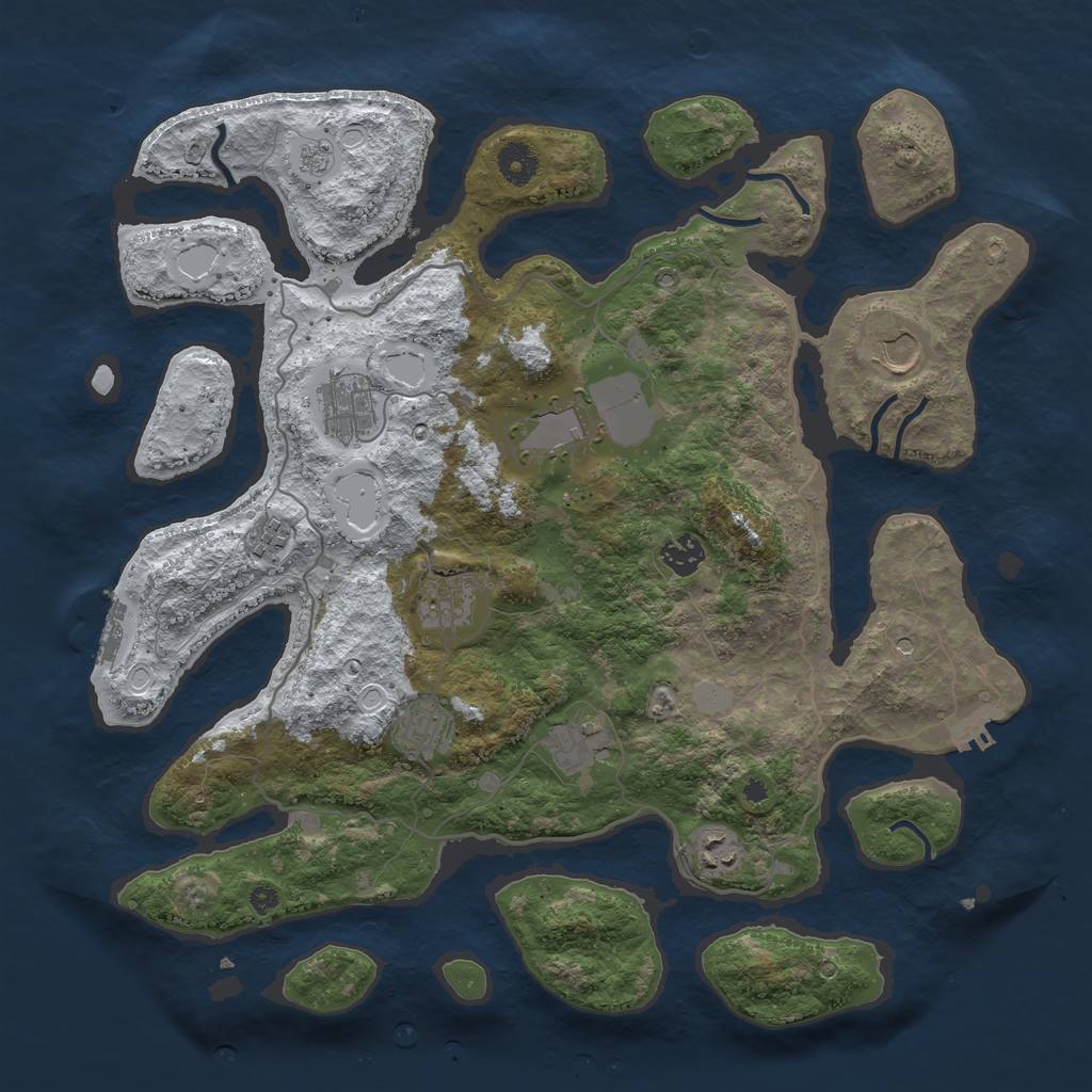 Rust Map: Procedural Map, Size: 4000, Seed: 671885, 18 Monuments