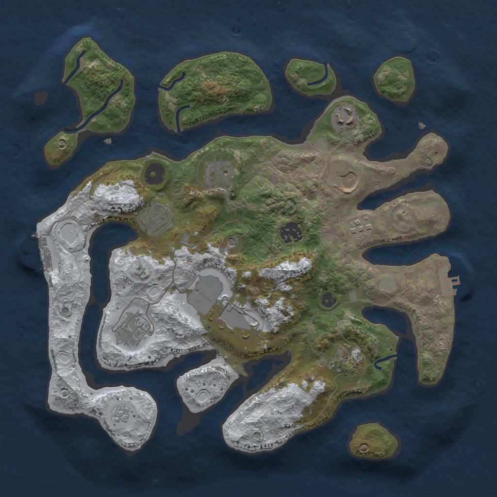 Rust Map: Procedural Map, Size: 3500, Seed: 5757340, 18 Monuments