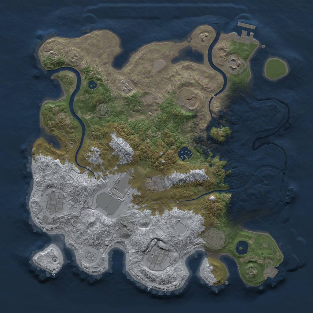 Rust Map: Procedural Map, Size: 3500, Seed: 4809946, 15 Monuments